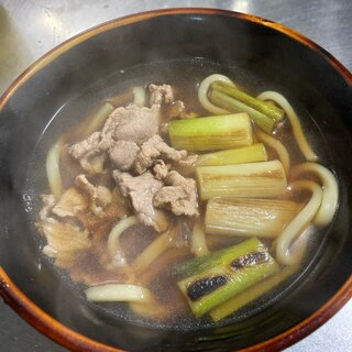 焼いて美味しい長ネギの肉うどん